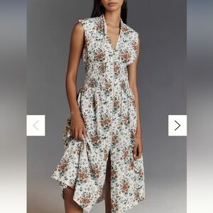 NWOT Anthropologie The Tommie Zip-Front Midi Dress - Ivory Floral